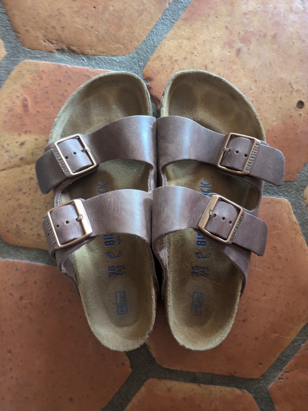 Birkenstock Brand New Never Worn Brown Double-Buckle Slide Sandals